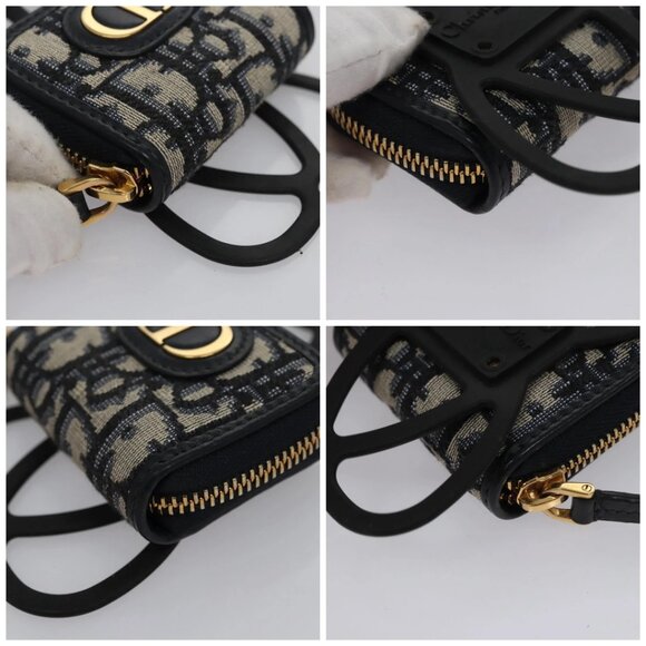 Christian Dior Trotter Canvas Oblique Phone Holder Airpods Case Navy Auth - Picture 16 of 16